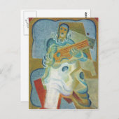 Juan Gris - Pierrot die gitaar speelt Briefkaart (Voorkant / Achterkant)