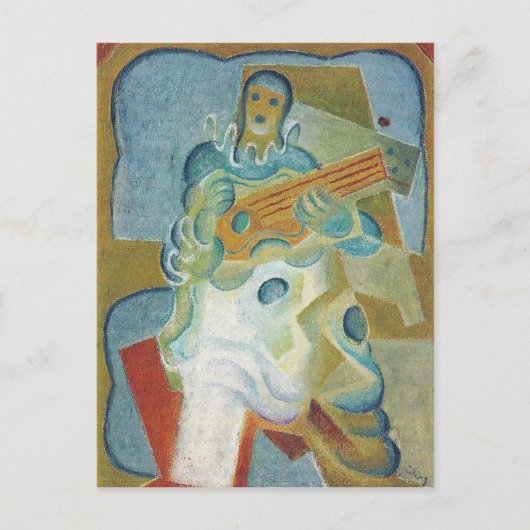 Juan Gris - Pierrot die gitaar speelt Briefkaart (Voorkant)