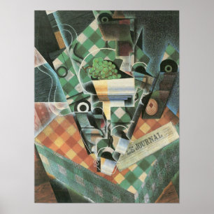 Juan Gris - stil leven met ingecheckte tafellade Poster