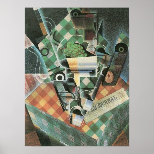 Juan Gris - stil leven met ingecheckte tafellade Poster (Voorkant)