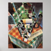 Juan Gris - Stilleven met gecontroleerd tafelkleed Poster (Voorkant)