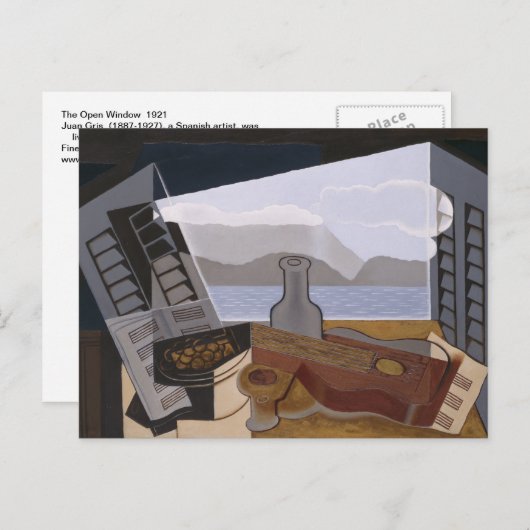 Juan Gris The Open Window Fine Art Briefkaart (Voorkant / Achterkant)