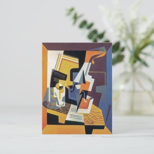 Juan Gris - Violin en Glass - Abstracte kunst Briefkaart (Staand voorkant)