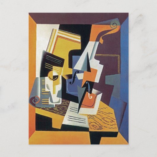 Juan Gris - Violin en Glass - Abstracte kunst Briefkaart (Voorkant)