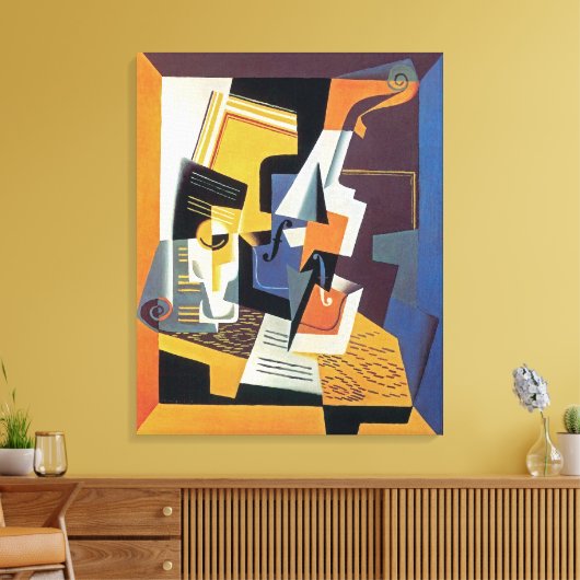 Juan Gris - Violin en Glass - Abstracte kunst Canvas Afdruk (Insitu (Woonkamer))
