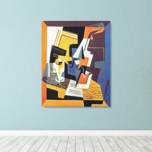 Juan Gris - Violin en Glass - Abstracte kunst Canvas Afdruk (Insitu (Houten vloer))