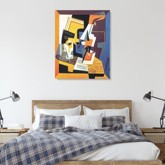 Juan Gris - Violin en Glass - Abstracte kunst Canvas Afdruk (Insitu (Slaapkamer))