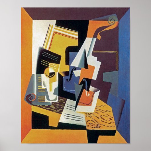 Juan Gris - Violin en Glass - Abstracte kunst Poster (Voorkant)