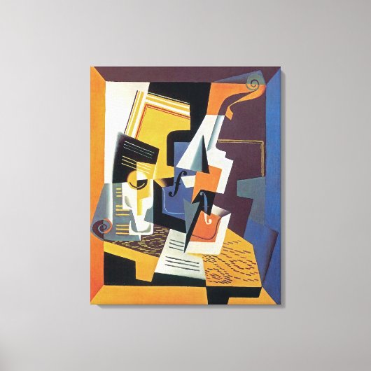 Juan Gris - Viool en Glas - Abstracte Kunst Canvas Afdruk (Voorkant)