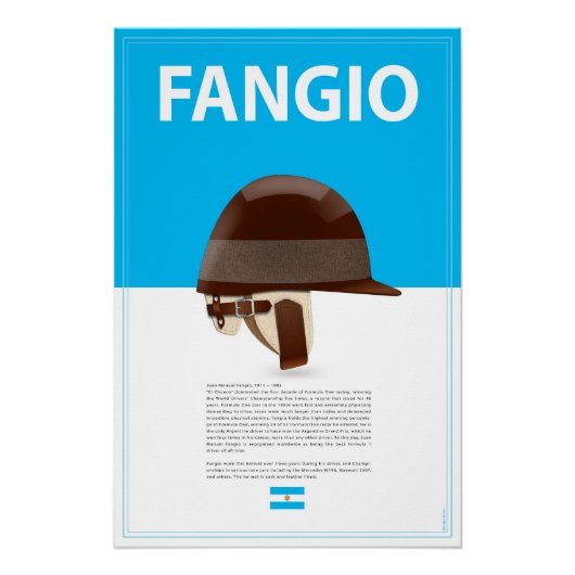 Juan Manuel Fangio Helmet Perfect Poster (Voorkant)