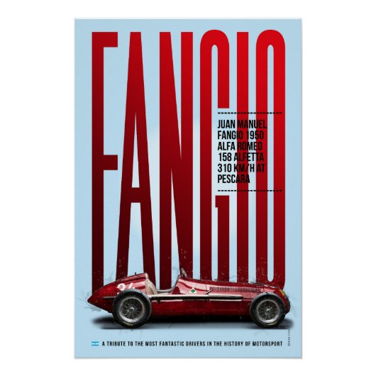 Juan Manuel Fangio Tribute Alfa 158 Perfect Poster (Voorkant)