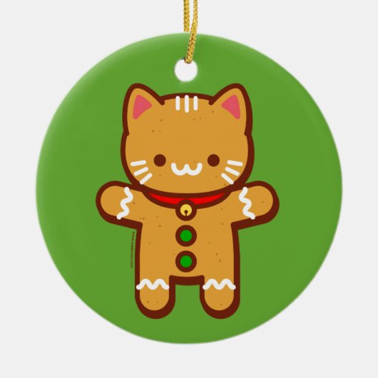 JubbyCats kerstversiering - Gingerbroocat Keramisch Ornament (Voorkant)