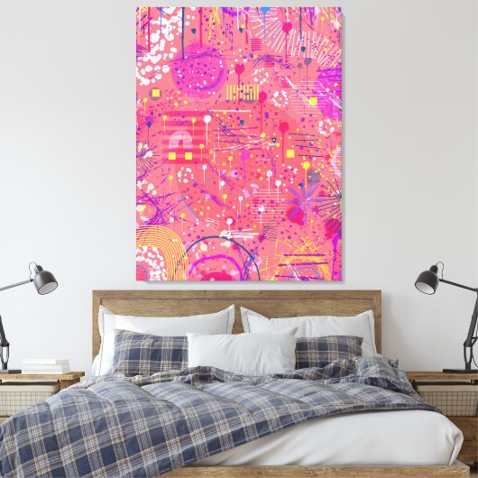 Jubel: Maximalistische Kunst Canvas Afdruk (Insitu (Slaapkamer))