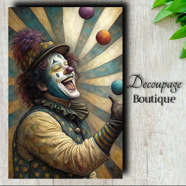 Jubelende Circus Clown Decoupage Tissuepapier