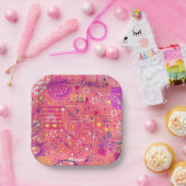 Jubelstemming: Maximalistische Kunst Papieren Bordje (Feest)