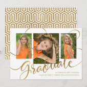 Jubilant Afstudeerder Faux Gold Multi Photo Announ Aankondiging (Voorkant / Achterkant)