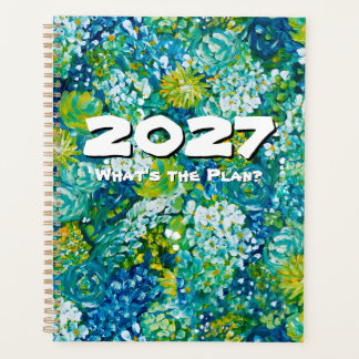 Jubilant-Blauw & Groen Bloemstuk Aanpasbaar 2027 Planner