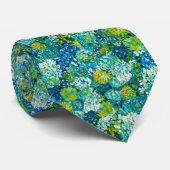 Jubilant Blue en Green Modern Floral Designer Stropdas (Opgerold)