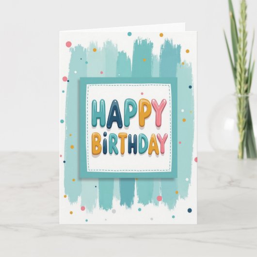 Jubilante Teal 3D Letter Kaart (Voorkant)