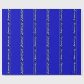 Jubilea blauw Verticaal Stripe Wrapping Paper Cadeaupapier (Vlak)