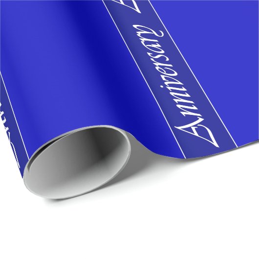 Jubilea blauw Verticaal Stripe Wrapping Paper Cadeaupapier (Rol Hoek)