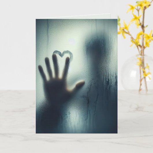 Jubilea hart op nat glas kaart (Gele Bloem)