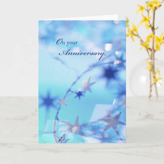 Jubilea Kaart, blauw met sterren Kaart (Gele Bloem)