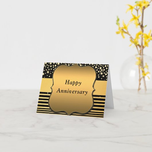 Jubilea Kaart met Black Gold Glitter Sparkly (Gele Bloem)