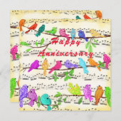 Jubilea Kaart met Happy Musical Birds (Voorkant / Achterkant)