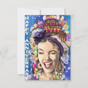 Jubilea Kaart met Happy Woman - Funny