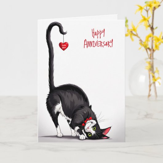 Jubilea kat met bungelend hart kaart (Gele Bloem)