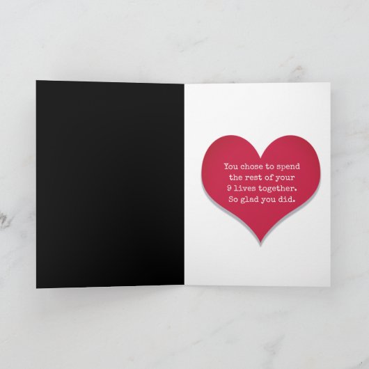 Jubilea katten met hartjes op het hek kaart (Binnen)