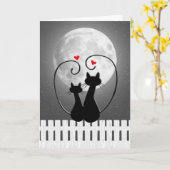 Jubilea katten met hartjes op het hek kaart (Gele Bloem)