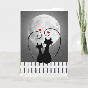 Jubilea katten met hartjes op het hek kaart