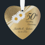 Jubilea Keepsake 50th Ornament<br><div class="desc">50th Wedding Jubileum Keepsake Daisy Flower Design Ornament klaar voor u om te personaliseren. Dit product is 100% . Afbeeldingen en tekst kunnen worden verwijderd, verplaatst, vergroot of verkleind, gewijzigd, geroteerd, enz... ..99% van mijn design in mijn winkel worden uitgevoerd in lagen. Hierdoor kunt u de grootte van afbeeldingen en...</div>