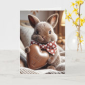 Jubilea konijn met chocoladehart kaart (Gele Bloem)