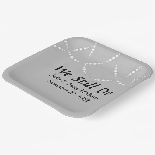 Jubilea lichten op zilver papieren bordje (Gebogen)