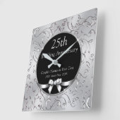 Jubilea met 25th Wedding Black en Silver Vierkante Klok (Hoek)