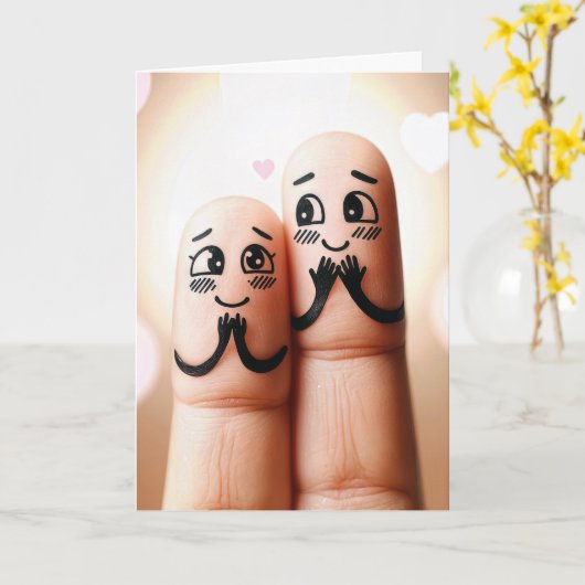 Jubilea vingers verliefd kaart (Gele Bloem)