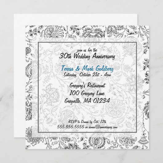 Jubilea voor zwart-witbruiloft kaart (Voorkant / Achterkant)