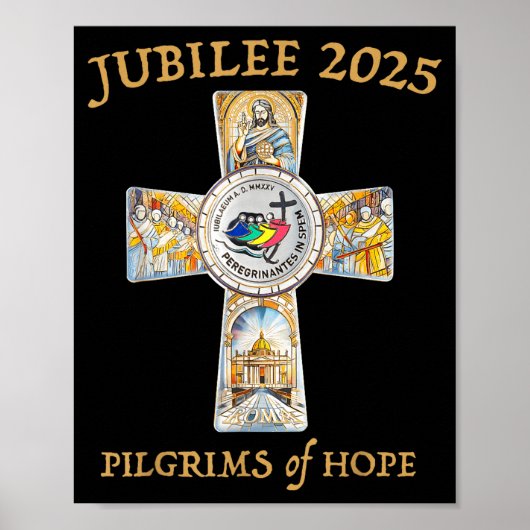 Jubilee 2025 Catholic Christian Lgrims Cross Jesus Poster (Voorkant)