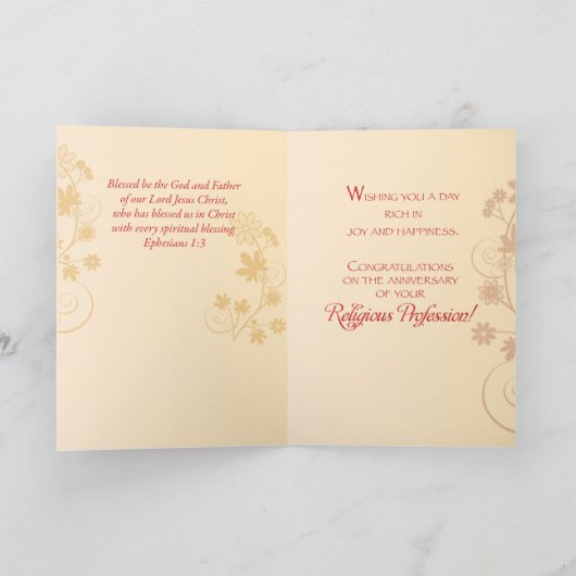 Jubilee Jubileum Nun Cross, Swirls, Flowers & L Kaart (Binnen)