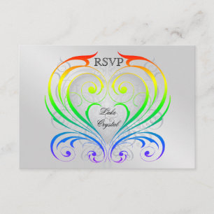 Jubilee Rainbow Heart Rsvp Uitnodiging