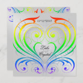 Jubilee Rainbow Heart Wedding Invitation Kaart (Voorkant / Achterkant)
