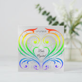 Jubilee Rainbow Heart Wedding Invitation Kaart (Staand voorkant)