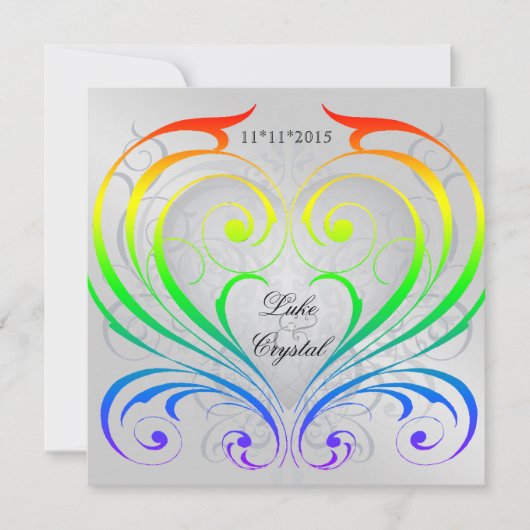 Jubilee Rainbow Heart Wedding Invitation Kaart (Voorkant)