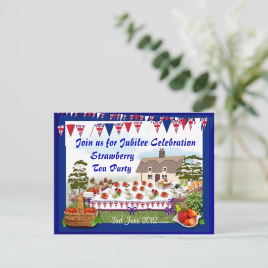 Jubilee Strawberry Tea Party ~ Briefkaart (Staand voorkant)