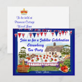 Jubilee Strawberry Tea Party Uitnodiging Briefkaart (Voorkant / Achterkant)