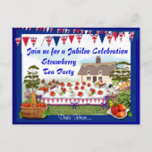 Jubilee Strawberry Tea Party Uitnodiging Briefkaart (Voorkant)