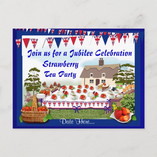 Jubilee Strawberry Tea Party Uitnodiging Briefkaart (Voorkant)